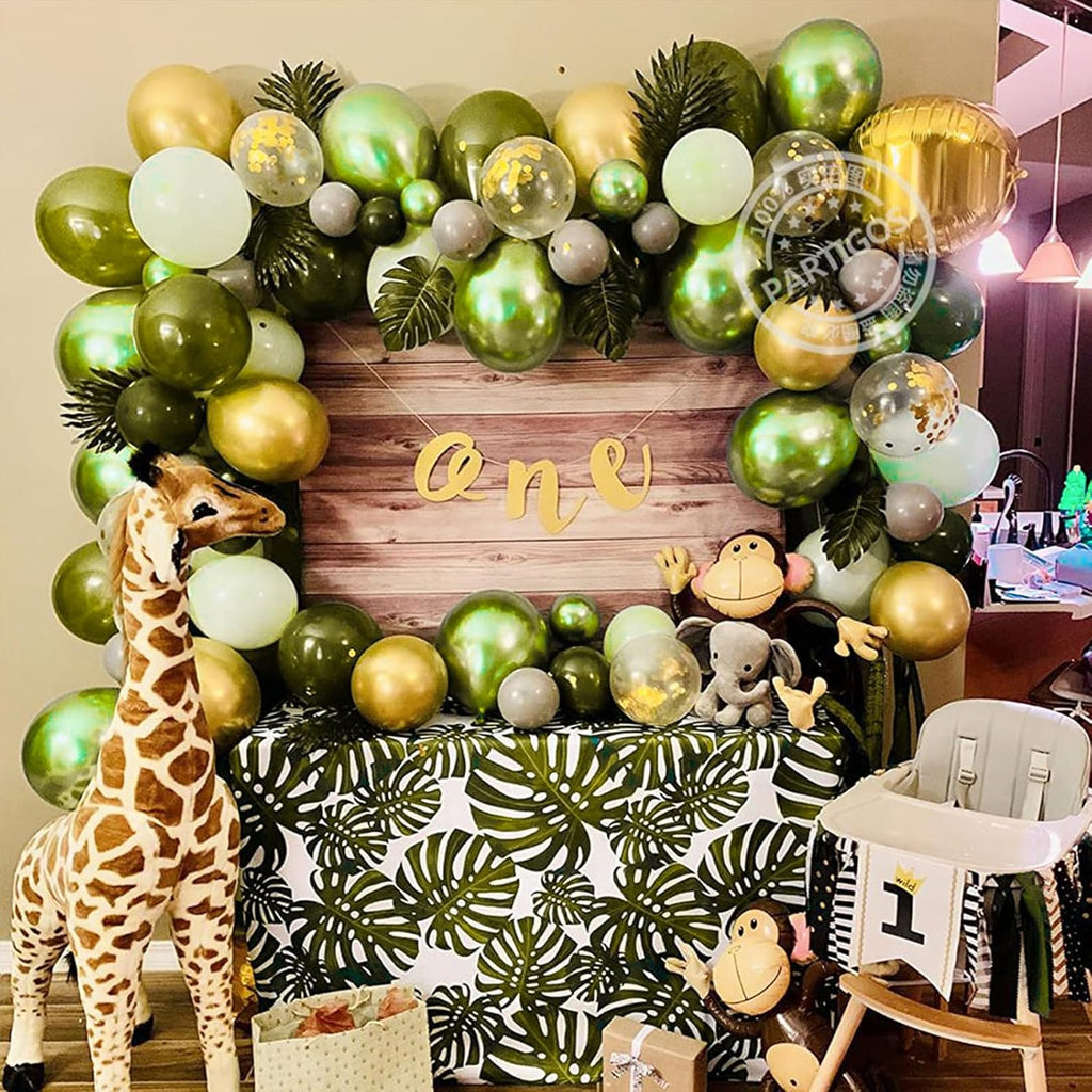 PartyWoo Metallic Lime Green Balloons - 140-Piece Arch Kit for Spring Birthday & Tea Party Decor | 5-12 Inch Sizes
