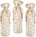 Hallmark Fabric Drawstring Bottle Bags (Pack of 3: White Polka Dots) for Valentine's Day, Housewarmings, Birthdays