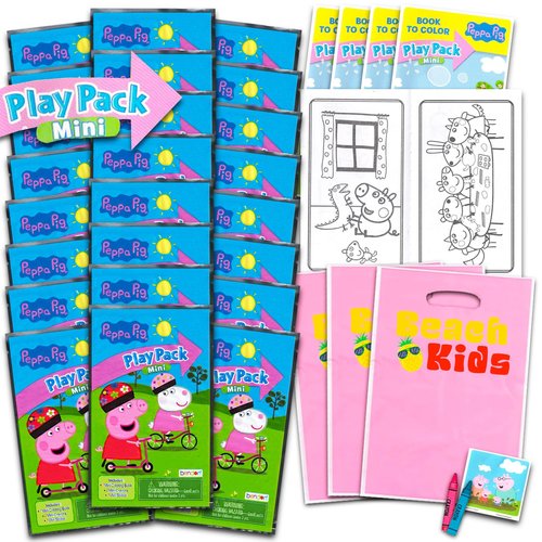 Peppa Pig 24 Count Mini Party Favors - Grab n Go Play Packs with Coloring Pages, Stickers & More (Peppa Pig Birthday Party Supplies)
