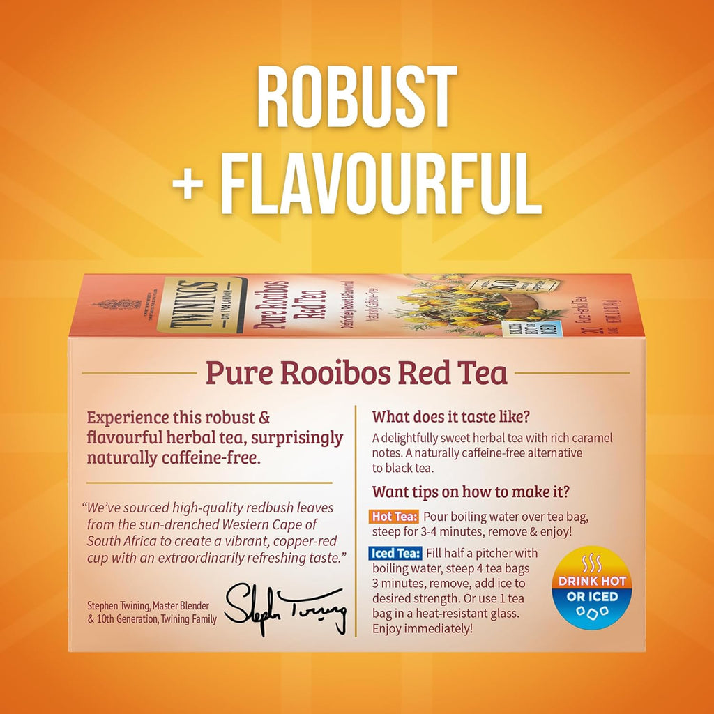 Twinings Rooibos Red Herbal Tea - Sweet & Uplifting Aroma, Caffeine-Free | 120 Individually Wrapped Bags
