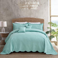 Blythease Oversized King Bedspread, Embossed Paisley Quilt Set King/Cal King, Lightweight Reversible Coverlet, Scalloped Edge - Fresh Classic Look, 5 Piece, Seaglass