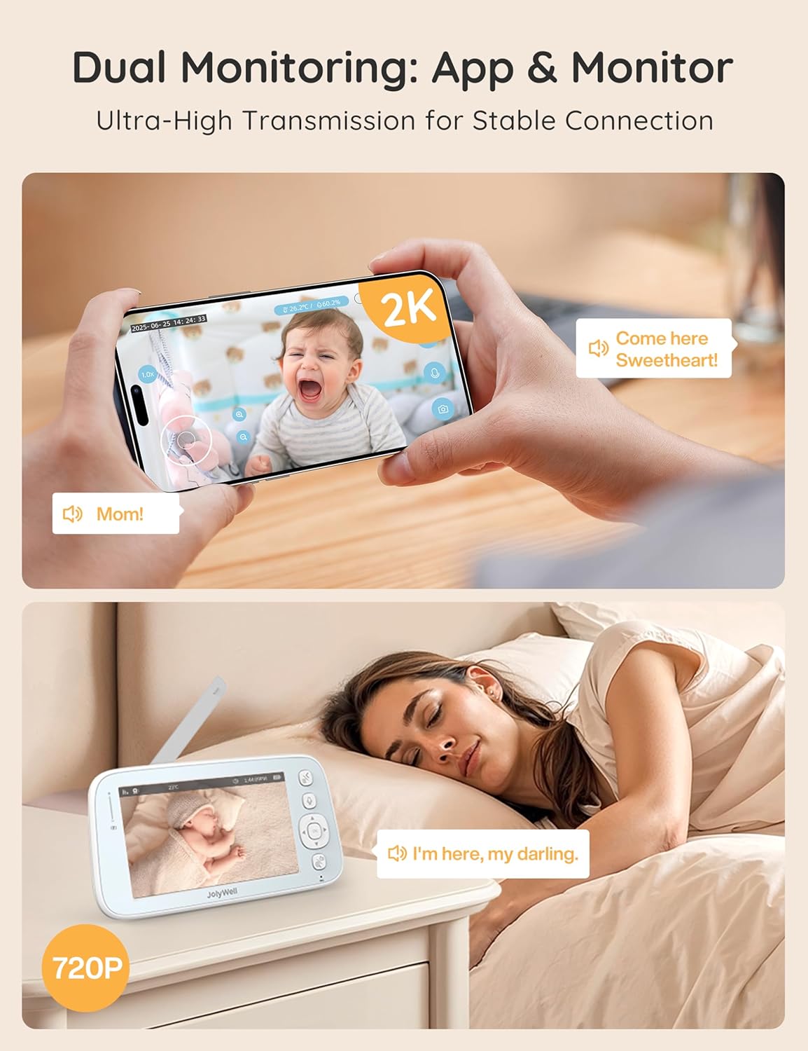 **2K Baby Monitor by [Brand Name] - WiFi Camera with App Control, Motion Detection & Night Vision**