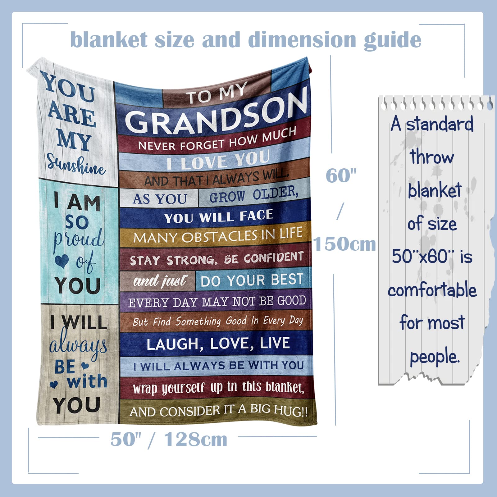 Loxezom Grandson Gifts from Grandma And Grandpa, Gifts for Grandson, Grandson Gifts from Grandparents, Best Grandson Blanket, to My Grandson Christmas Birthday Gift Blanket 60" x 50" for Teen Boys Men