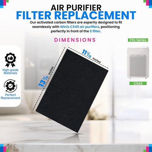 Bagean C545 Carbon Prefilter S - Compatible with Winix Air Purifier Filter Replacement - Fits Winix C545 Replacement Filter - Activated Carbon Filters Absorb Odors and Freshen the Air (8-Pack)