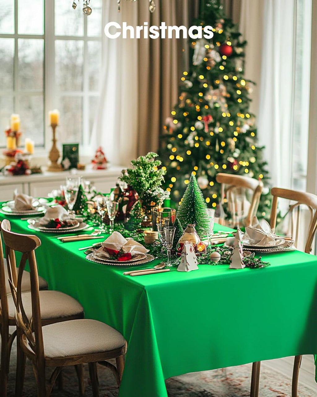 Pureegg Disposable Plastic Tablecloths - 8 Pack, 54 x 108 Inch, St. Patrick's Day & Christmas Decor, Leakproof Green