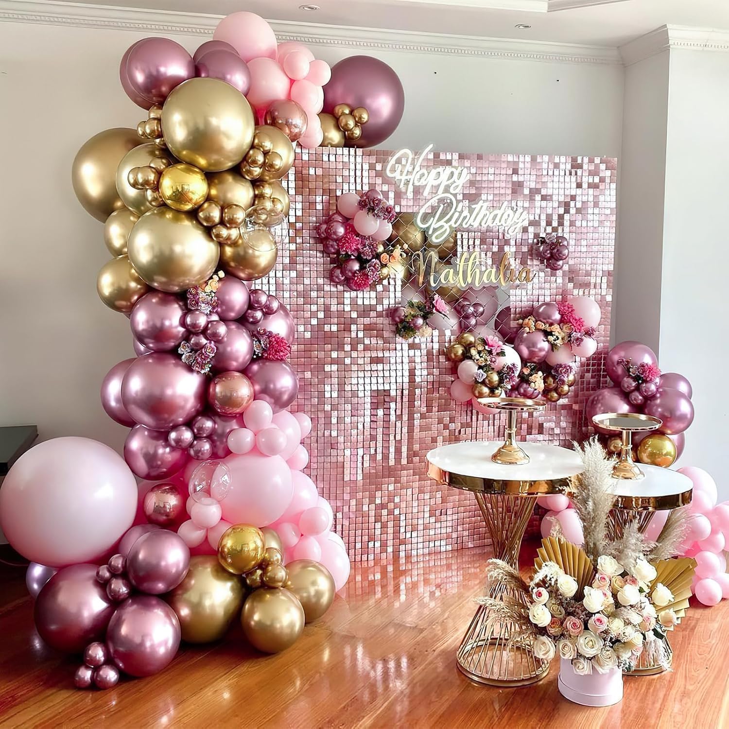 PartyWoo Balloon Garland - 100 Pcs Pink, Purple & Metallic Balloons | Perfect for Birthday & Party Decor