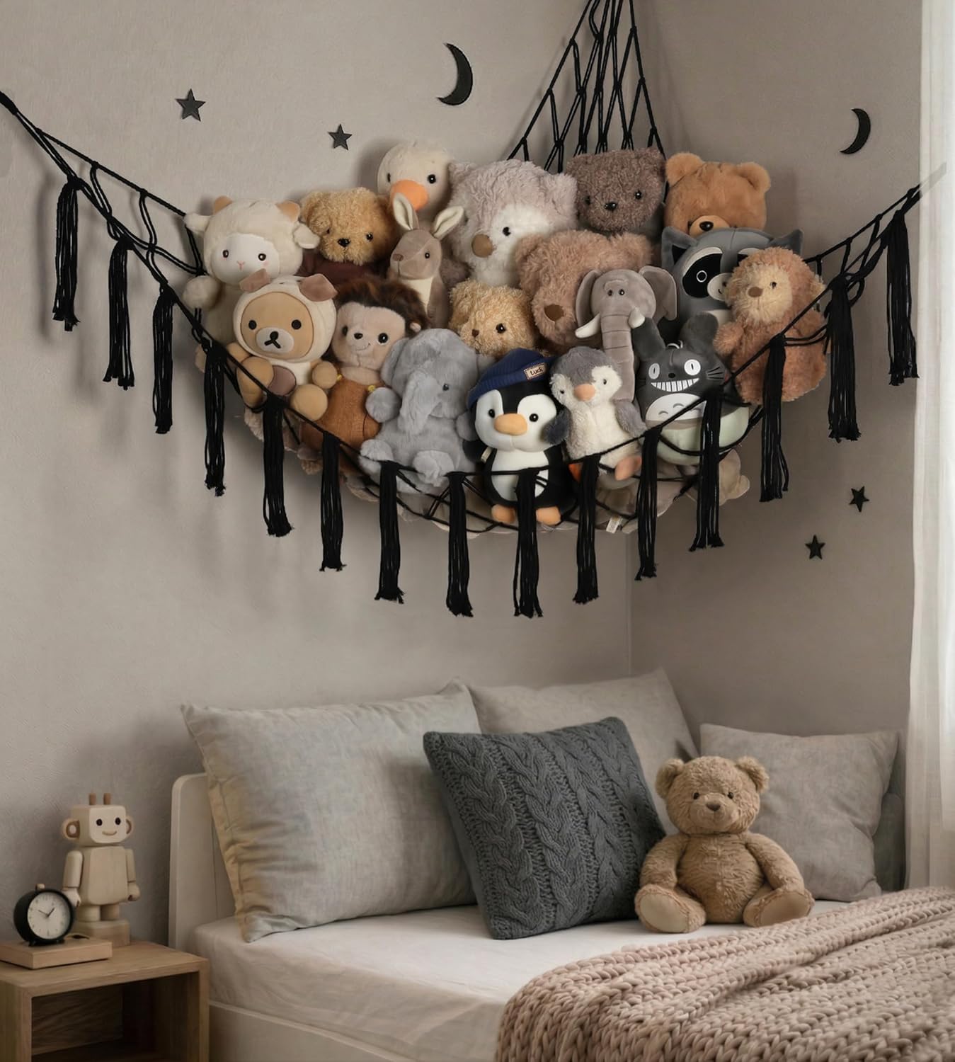 Skiennix Stuffed Animal Storage Hammock - Large Net Organizer for Plush Toys | Cute Room Decor