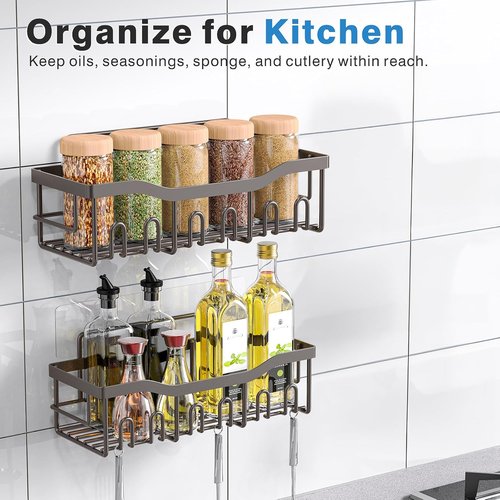 EUDELE Shower Caddy 2 Pack - Adhesive Bathroom Organizer | No Drilling, Rustproof Stainless Steel, Large Capacity