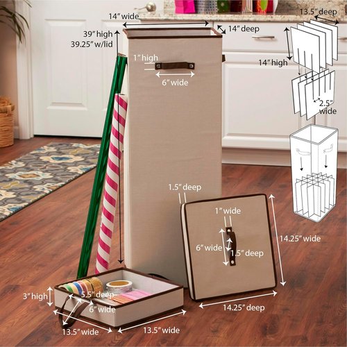Household Essentials Gift Wrapping Paper Organizer - Keep Your Wrapping Supplies Neat & Tidy