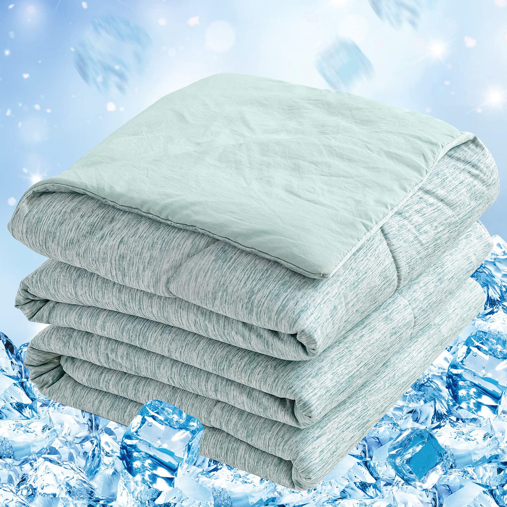 CHOSHOME Cooling Comforter Twin Size, Cooling Blanket with Q-Max 0.45 Arc-Chill Cooling Fiber for Hot Sleeper and Night Sweats, Cool Soft Thin Breathable Summer Comforter for Bed, (60" x 90", Green)