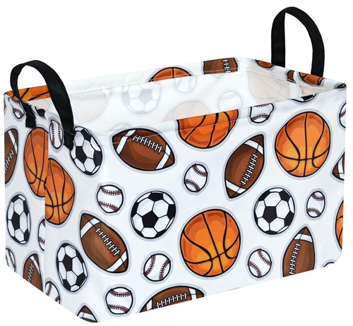 DUYIY Rectangle Basketball Football Gift Storage Basket Home Shelf Storage Basket Organizer Box Clothes Laundry Hamper Nursery Basket Laundry Basket with Handles （Color Balls）