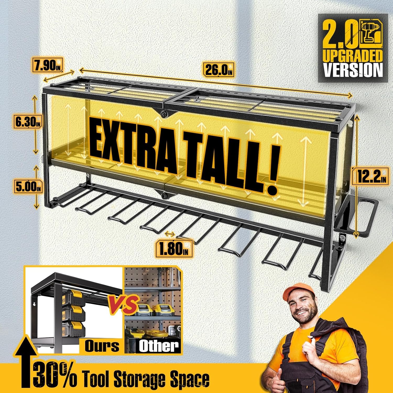 Spampur Tool Organizer - Heavy Duty Wall-Mounted Drill Holder & Screwdriver Storage | Garage Tool Shelf