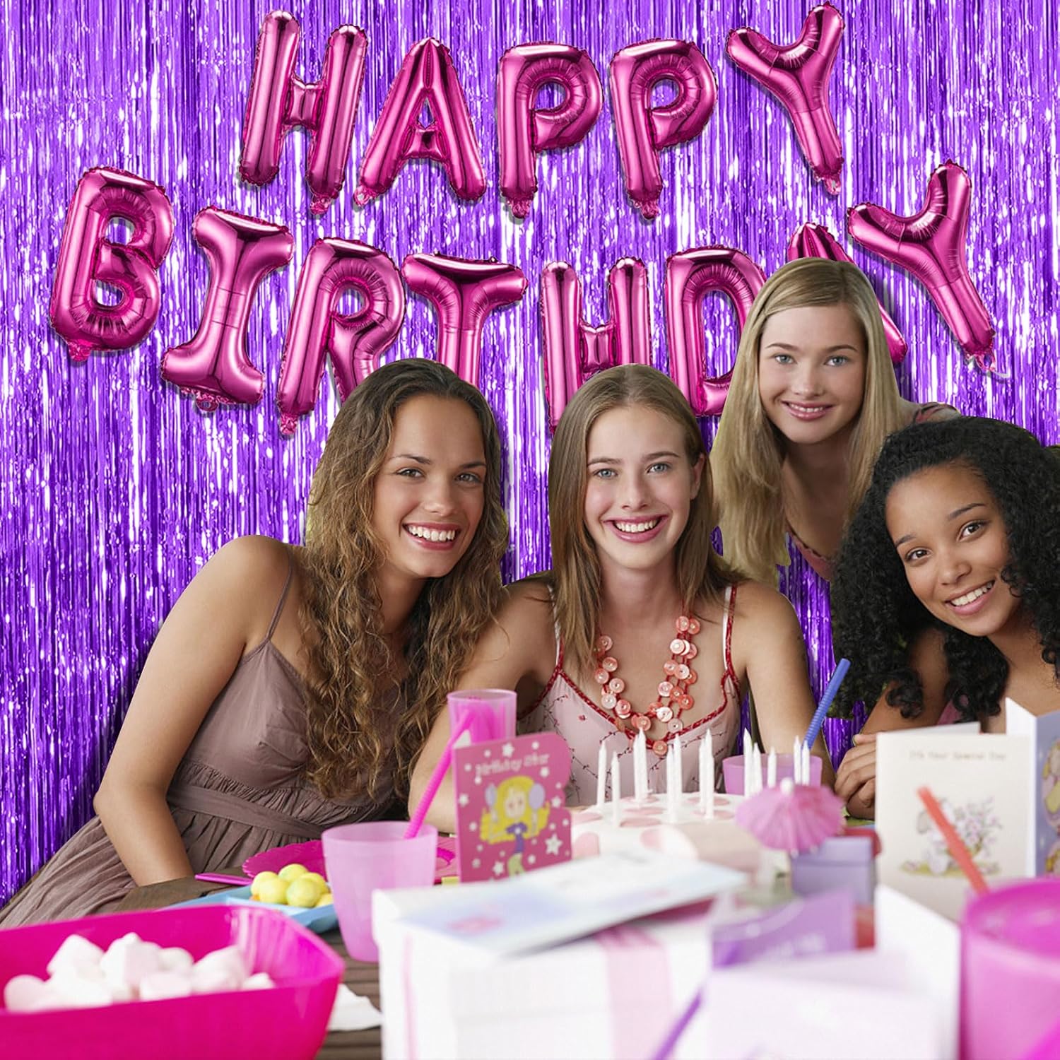 Purple Backdrop Tinsel Streamers - 20 Pack Foil Fringe Curtains for Halloween, Birthdays & Parties