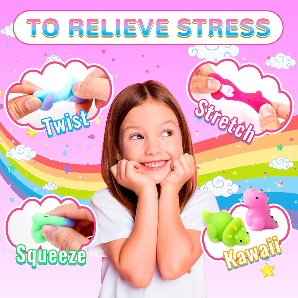 Skiennix 150 Pack Mochi Squishy Toys - Kawaii Stress Relief Party Favors for Kids | Perfect Birthday & Easter Gifts