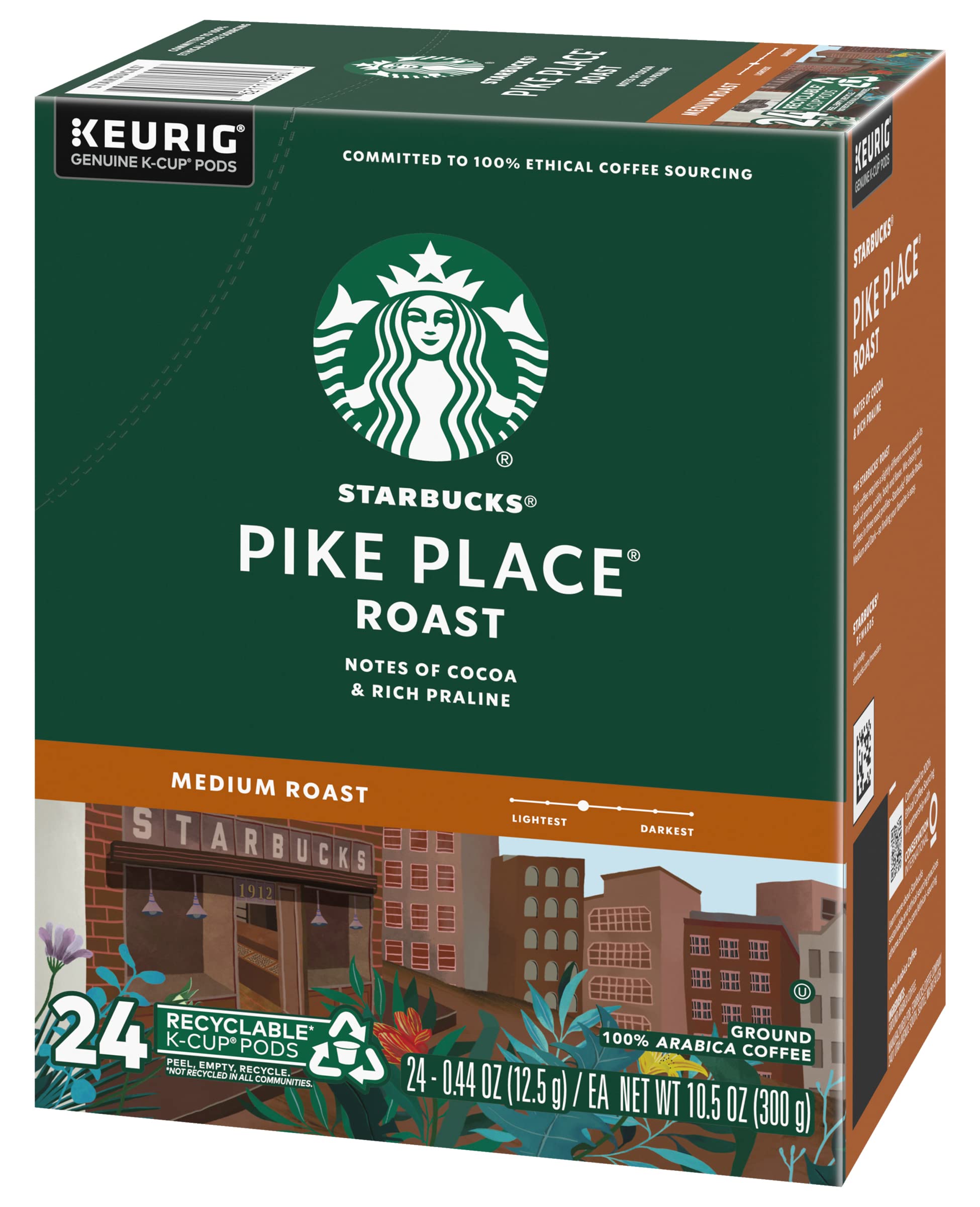 Starbucks Pike Place Roast Coffee K-Cup Portion Packs for Keurig Brewers, 72 Count (3 boxes of 24 K-Cups)