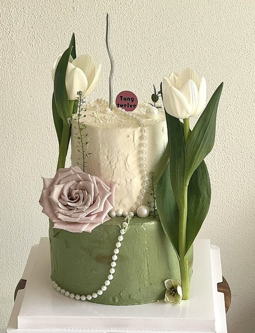Fessary 2 Tiers 4" 6" Fake Cake 4 Inch Tall Fake Birthday Cake Rounds Styrofoam Cake Dummies Set for Birthday, Wedding, Baby Shower Display