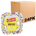 Glad Square Disposable Paper Plates, Falling Foliage Pattern - Strong, Sturdy, Soak Proof, and Microwavable Decorative Plates for Dinner and Everyday Use, 10 Inch, 20 Count - 24 Pack