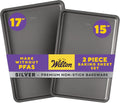 Wilton Silver Non-Stick Baking Sheet Set - 2-Piece Cold-Rolled Steel Bakeware, PFAS-Free
