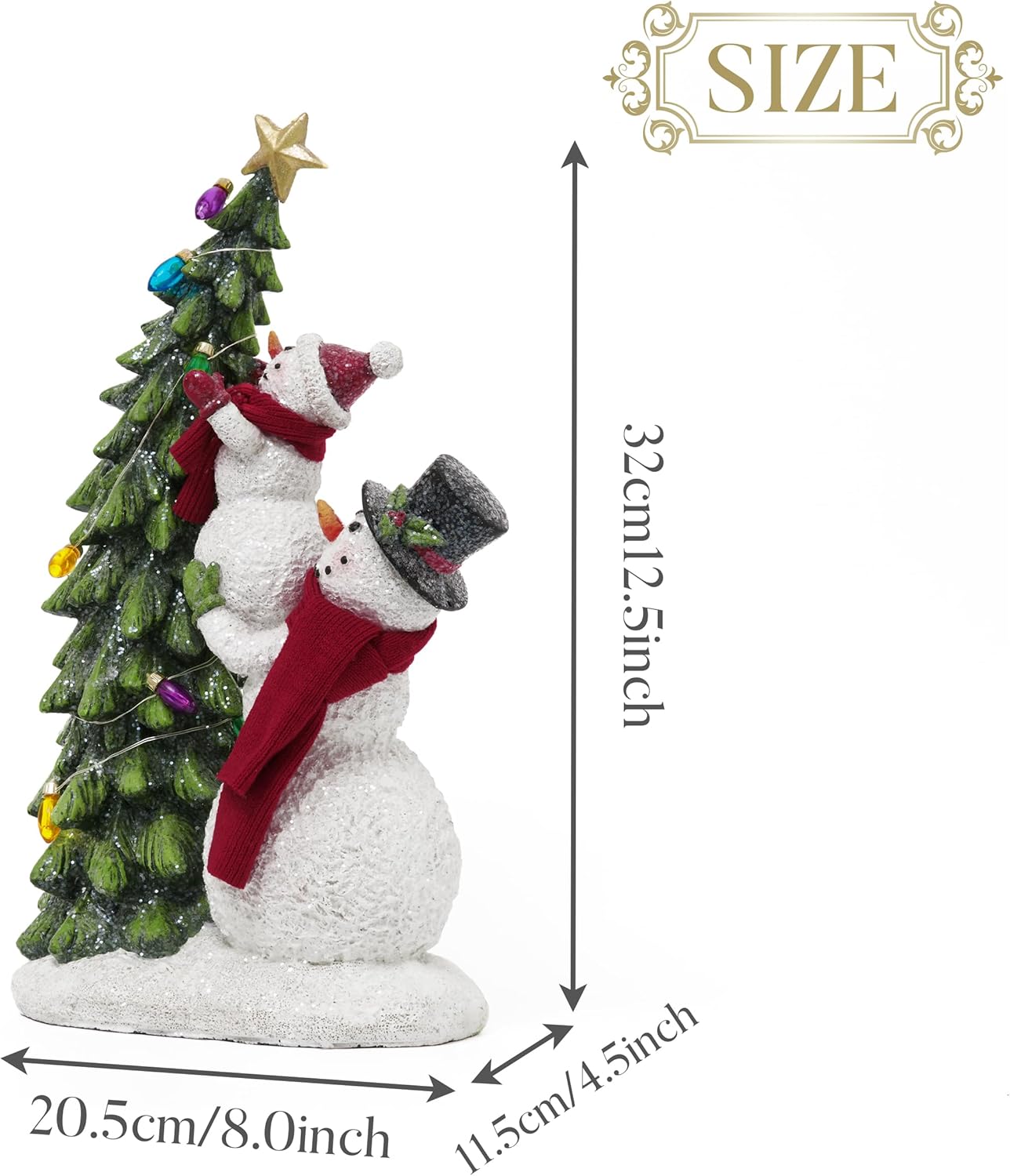 Valery Madelyn Christmas Snowman Figurines - Adorable Red & White Resin Family Decor | 12.5 Inch Indoor/Outdoor Holiday Lights