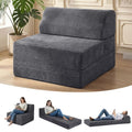 Kasunpul Folding Sofa Bed with Pillow, Memory Foam Fold Out Chair Bed, Convertible Sleeper Chair with Washable Cover, Futon Floor Couch for Living Room/Dorm/Guest Use/Home Office/Apartment, Gray