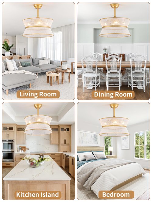 YEDAORL 20" Flower Ceiling Fans with Lights and Remote,Boho Chandelier Fan with 6 Speeds,Gold Fandelier for Bedroom,Dining Room,Nursery(Timing,Adjustable Height,4-Light)