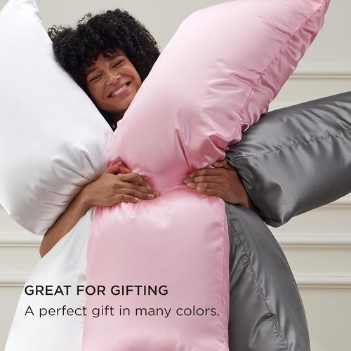 Bedsure Body Pillow Cover - 20x54 Inches Pink Satin Pillowcase for Hair & Skin Care | Cooling & Silky Design