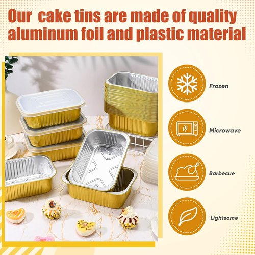Baderke 30oz Aluminum Foil Pans - 50 Pack with Lids | Disposable Baking Trays for Easy Heating