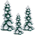 Resin Christmas Tree Figurines, 3pcs Snow-Dusted Tabletop Christmas Trees for Winter Decor, Rustic Christmas Table Decor, Holiday Table Centerpieces for Home, Shelf, Mantel (white-green)