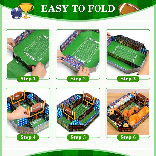 Fullhawl 1 Pcs Football Party Supplies Kit Large Food Serving Tray Football Snack Plates Complete Tailgate Stadium Bowl Kit for Birthday Celebration Table Centerpiece Decorations Favor