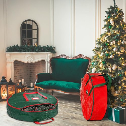Christmas Wreath Storage Bag | 24 Inch - 2 Pack with Dual Zipper & Handles for Easy Organization
