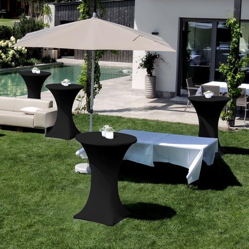 Enjoyidea Cocktail Table Covers-Spandex Round High Top Table Cloths 10 Pack 32x43 Inch-Black Stretch Fitted Bar Tall Tablecloth for Pub Bistro Highboy Party Event Banquet Height Folding Satnding
