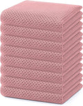 Homaxy 100% Cotton Waffle Weave Kitchen Dish Towels - Ultra Soft & Absorbent, 13 x 28 Inches, 8-Pack in Dried Rose