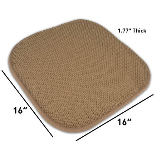 Sweet Home Collection Cushion Memory Foam Chair Pads Honeycomb Nonslip Back Seat Cover 16" x 16", Taupe (Pack of 2)