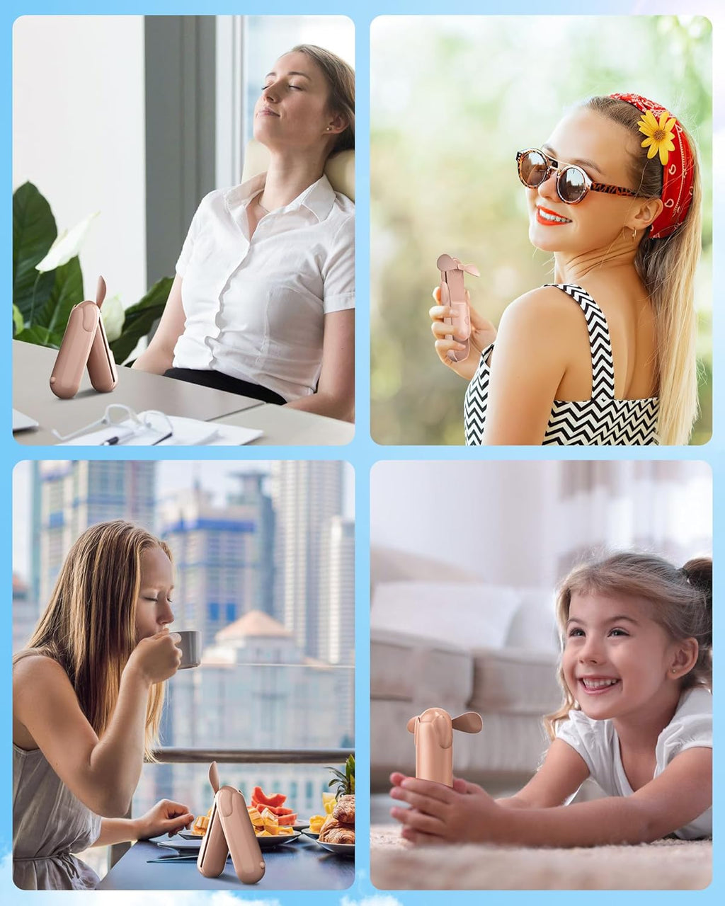 Skiennix Mini Handheld Fan - Portable USB Rechargeable Fan with 2000 mAh Battery | 3 Adjustable Speeds, Ideal for Travel