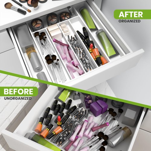 Utopia Kitchen Expandable Bamboo Utensil Drawer Organizer, Silverware Organizer for Cutlery, Flatware Holder (5-7 Slots, White) - Pack of 1