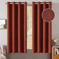 MIULEE Blackout Linen Curtains - 100% Thermal Insulated Burnt Orange Drapes | 52 x 63 Inch (2 Panels)
