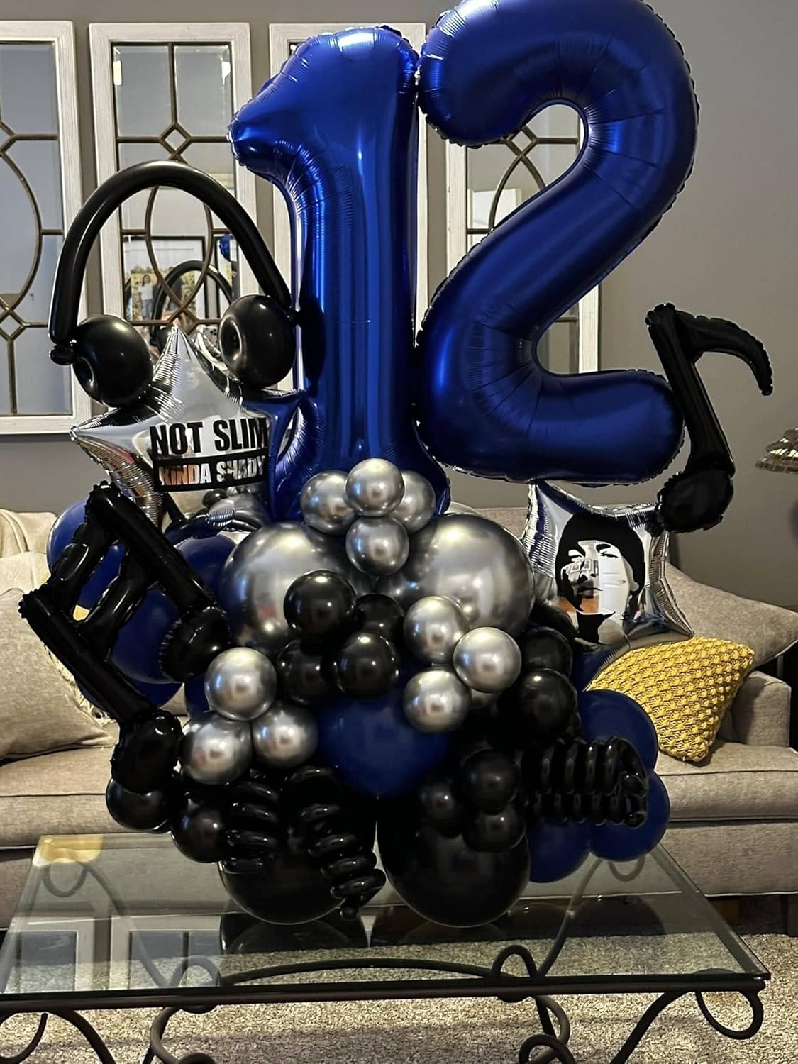 Number 2 Balloon by Night Blue - 40 Inch Sparkling Decoration for 2nd Birthday Parties