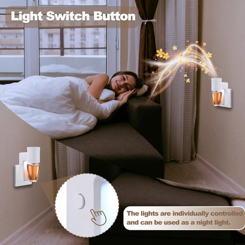 1 Pcs Wall Fragrance Plug in with Night Light Compatible with Bath and Body Works Wallflowers, with 3-Speed Adjustable Fragrance Essential Oil Diffuser for Home, White