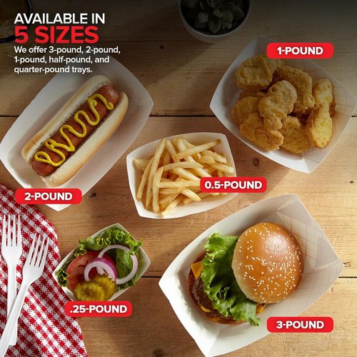 Paper Food Boats (500 Pack) 2 Lb Disposable Red & White Checkered Food Trays, Eco Friendly Food Boat, Serving for Concession Food & Condiments, Paper Nacho Trays
