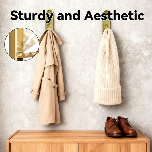 XZWEAHG 2PCS Folding Coat Hooks,Gold Wall Hooks for Hanging – 2 Folding Coat Hooks, Flip Down Heavy Duty Hooks Robe Hook Wall Mounted for Clothes, Towels, Hats & More