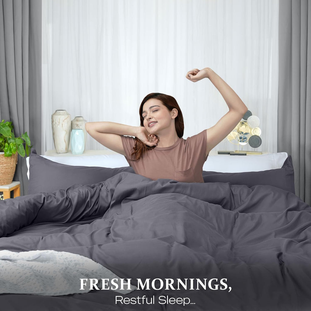 Utopia Bedding Duvet Cover - 3-Piece Queen Set with Zipper Closure | 90x90 Inches Grey Comforter Cover & 2 Pillow Shams