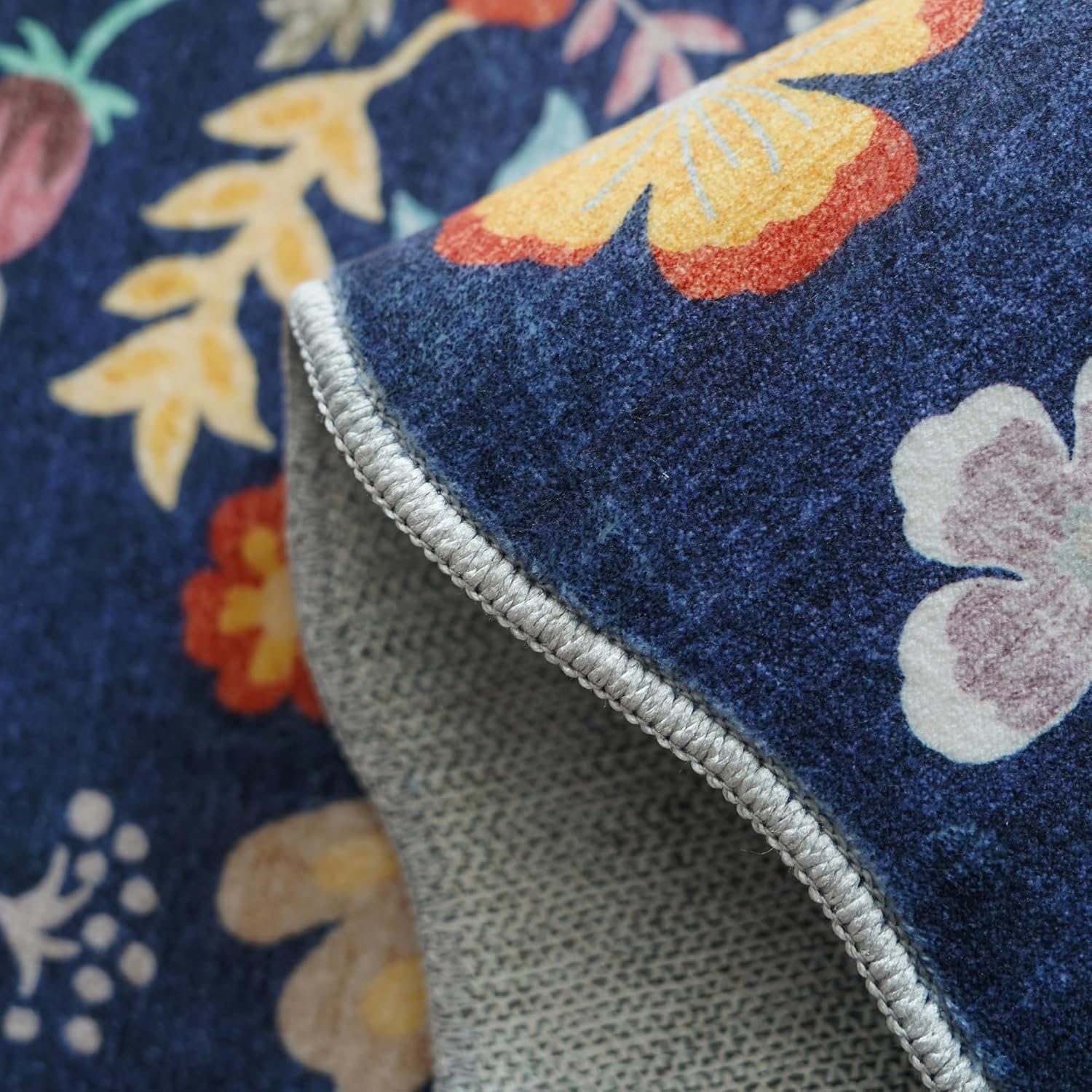 Skiennix 4x6 Living Room Area Rug - Washable Non-Slip Boho Floral Carpet for High Traffic Areas | Purple