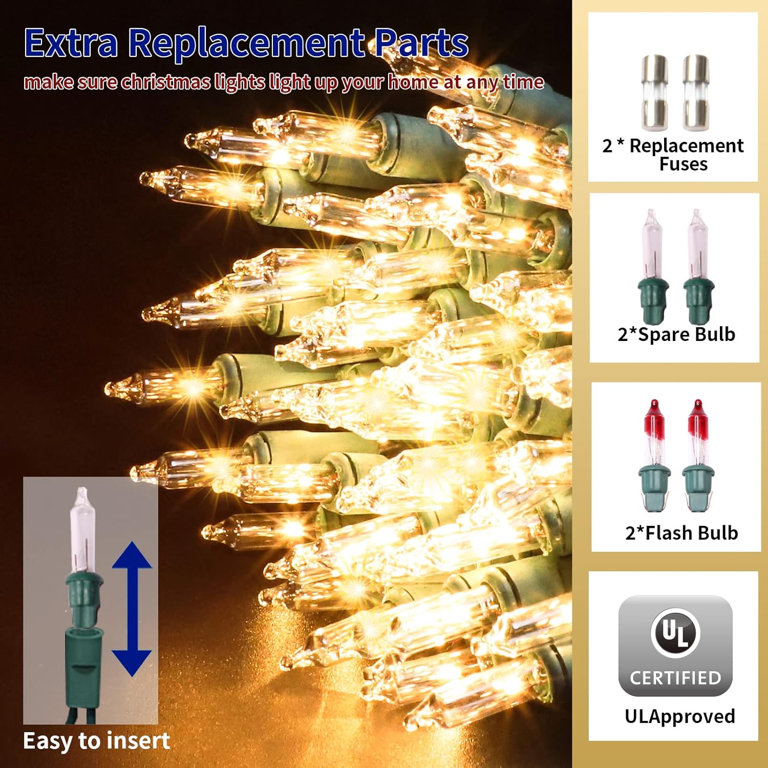 Skiennix Ultra-Bright Warm White Christmas Mini Lights - 100 LED | 19.6 Ft Indoor/Outdoor String Light Set