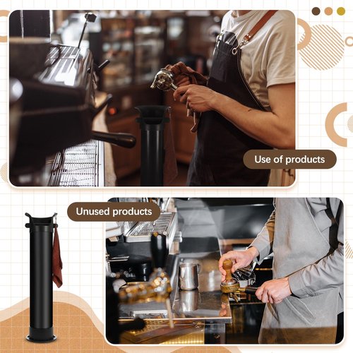 Havawish 1 Set Large 17L Knock Box for Espresso Grounds Espresso Coffee Shop Kitchen Tool Coffee Grind Collection Dump Bin Commercial Floor Standing Knock Box with 25 Garbage Bags and Towel, Black