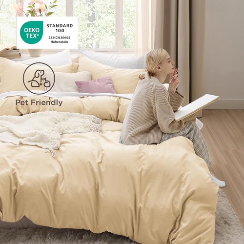 Bedsure Duvet Cover Set - Alabaster Gleam Full Size Bedding, Extra Soft 3-Piece Set with Zipper Closure, 80x90 Inches