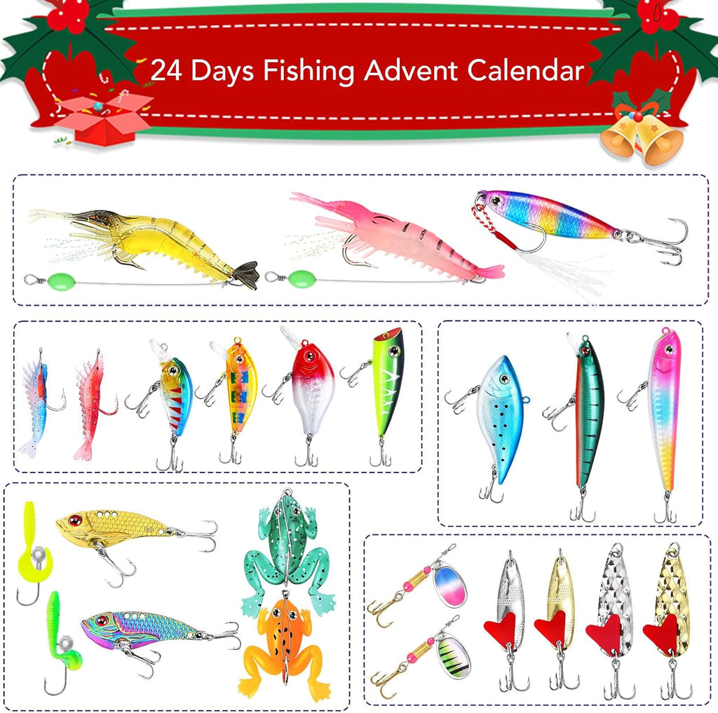 Skiennix Fishing Advent Calendar 2025 - 24 Days of Fishing Lures for Men & Teens | Perfect Christmas Countdown