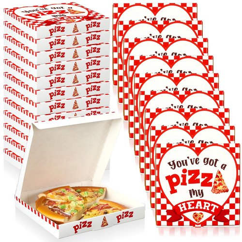 Fullhawl 50 Pcs Valentines Heart Mini Pizza Box Square Cardboard Pizza Box Small Cookie Boxes for Valentine Celebrations Party Favors Birthdays Weddings,(6.3 x 6.3 x 0.9 Inches)