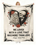 GSWSHJ “Edgar Allan Poe” Romantic Gothic Blanket for Couples - Skull Lovers Flannel Throw 60x50, Dark & Poetic Valentine‘s for Wife Husband, Unique Gift for Book Lovers