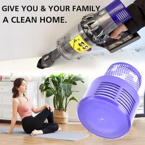 Dyson V10 Replacement Filters - 3-Pack with Cleaning Brush for V10 Cyclone Series, Absolute, Animal, Total Clean