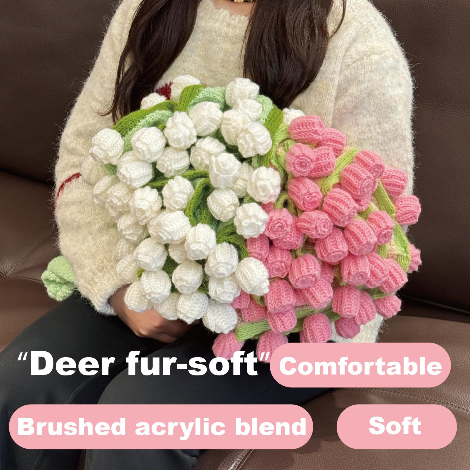 SoffMoiis White Rose Flowers Bouquet Blanket, Tulip Flower Throw Blankets, Romantic Gifts for Sister, Mother's Day, Birthday, Valentine, Home Decor, Bed, Sofa(59 Inch)